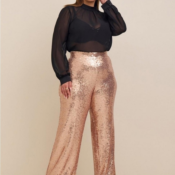 Torrid Rose-Gold Sequin Pants - Picture 3 of 4